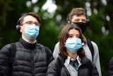 A group of students from Adelaide Botanic High School wearing face masks