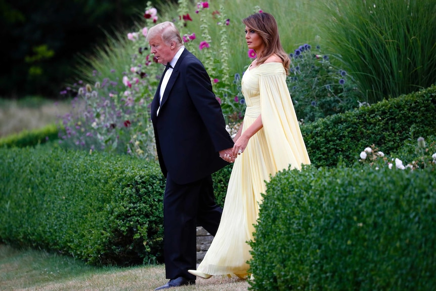 Donald Trump and Melania Trump leave Winfield House