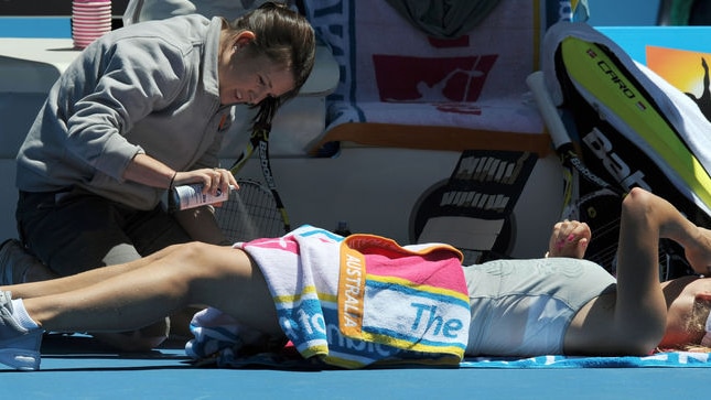 Upset loss...Wozniacki needed medical treatment midway through her class with Li.