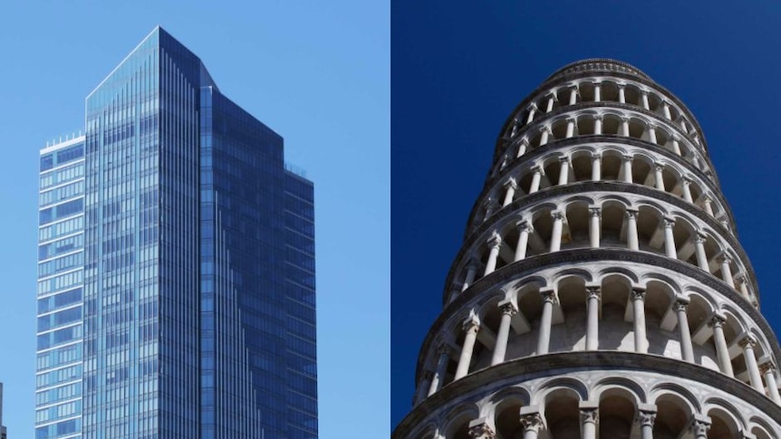 Composite of leaning tower of pisa and the millennium tower