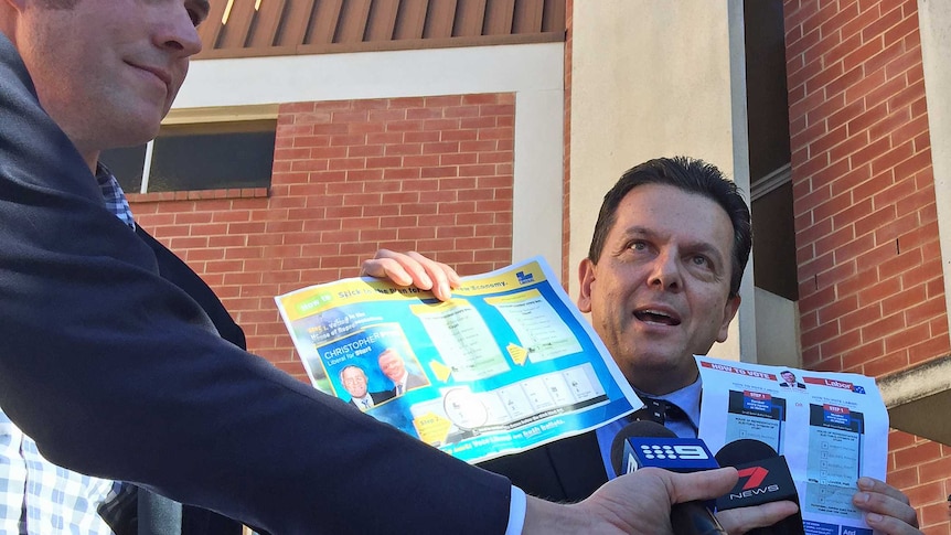 Nick Xenophon speaks at a press conference.