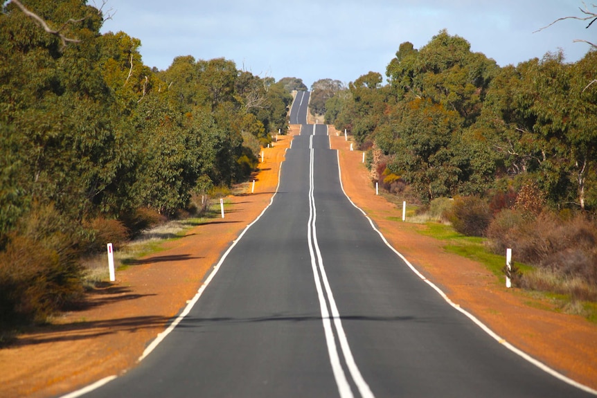 A straight stretch country road