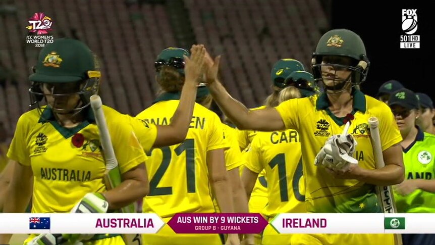 Alyssa Healy posted the fastest half century in World T20 history in a match against Ireland.