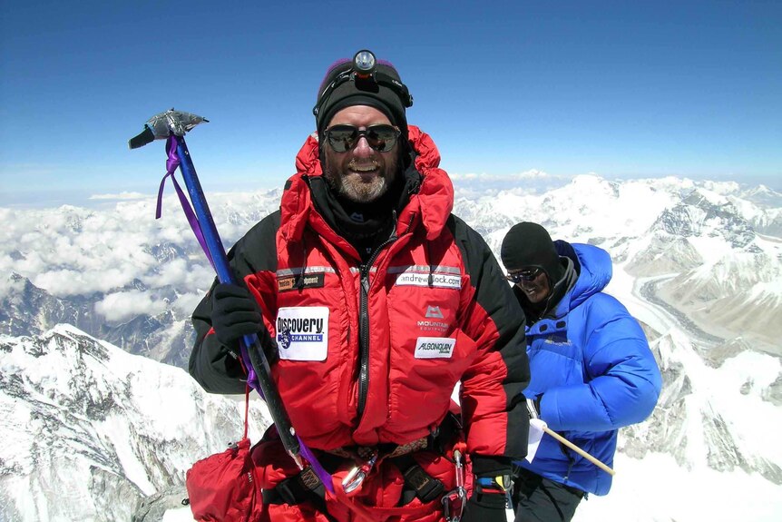 Andrew Lock at the summit of Mount Everest