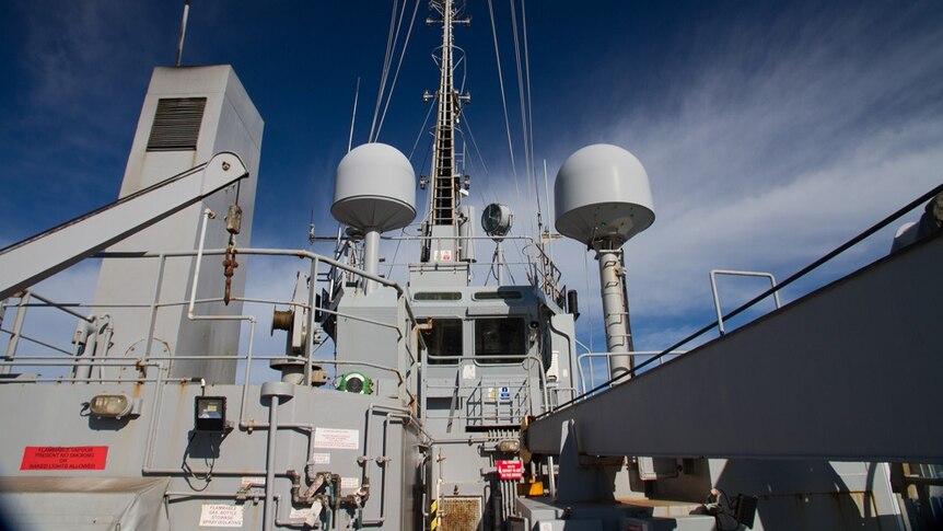 Former HNZMS Manawanui view from the aft deck towards the bridge