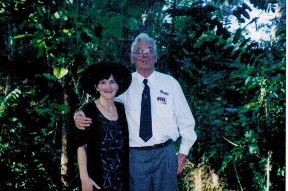 Billy and Lyn stand at Big Tree site in 1999.