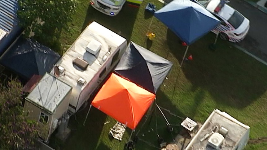 Caravan park from above where man was fatally shot by police officers