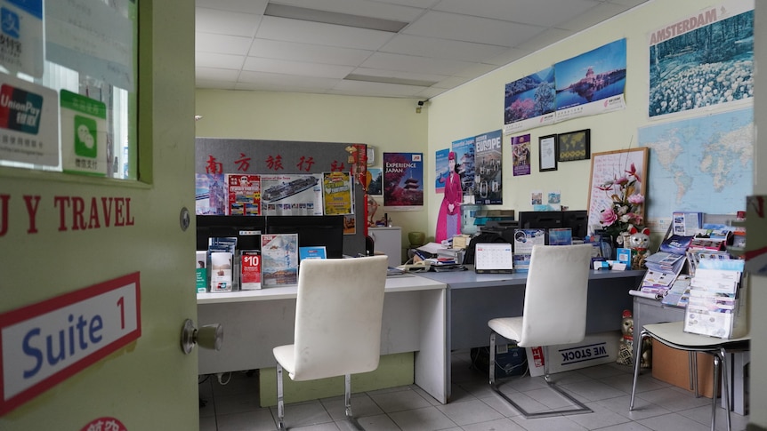 An empty travel agency in Campsie