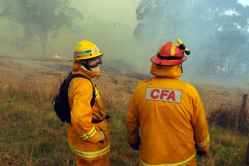 CFA firefighters watch Upwey blaze advance