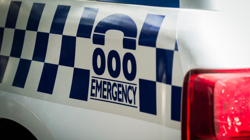 The rear panel of a police vehicle.