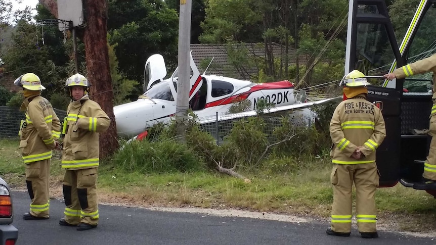 Emergency crews at the scene of a light plane crash in Lawson in the Blue Mountains
