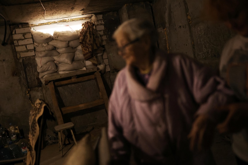 A window reinforced with sandbags in the basement refuge of Maria Nikolaevna