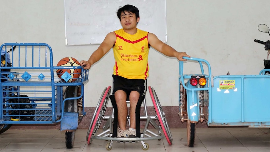 Laos wheelchair basketball leader, Vingthong Chanthavong in uniform