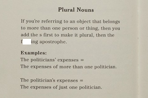 Plural nouns - a page from f-ing apostrophes