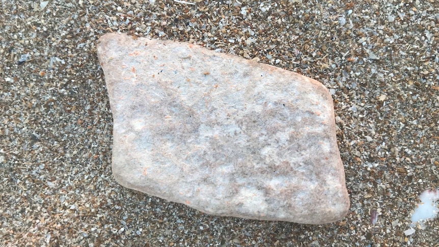 A chunk of what looks like asbestos on the sand.