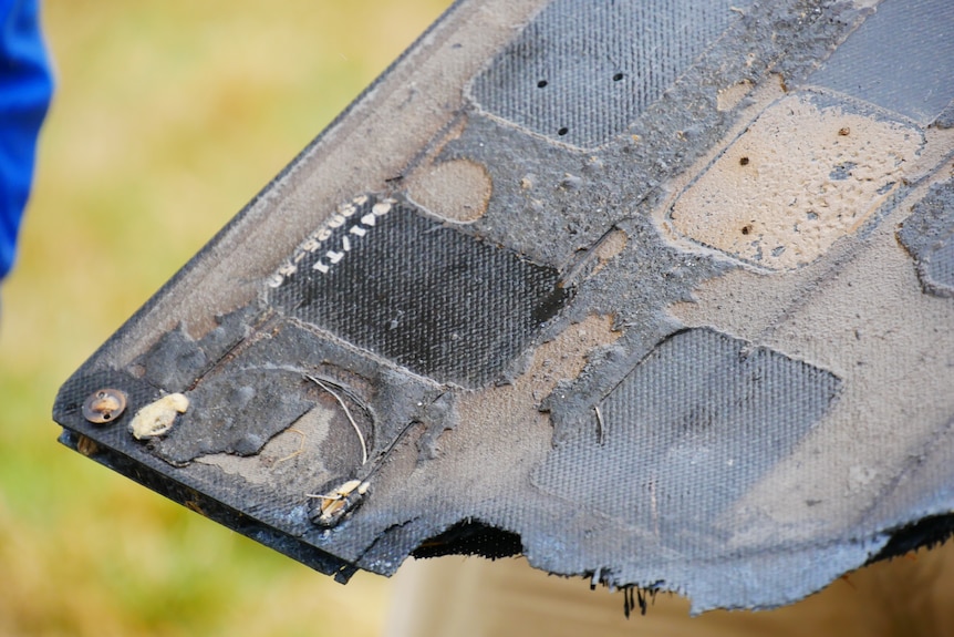 A close up photo of space junk