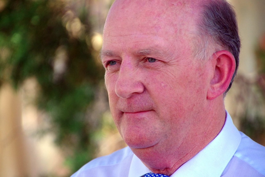 A head shot of John Day, talking about the Perth Children's Hospital.