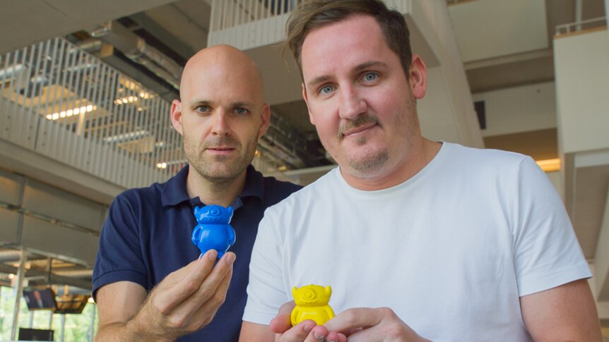 Christian Mc Kechnie and Ben Lees hope monster-shaped crayons will help charity Act for Kids.