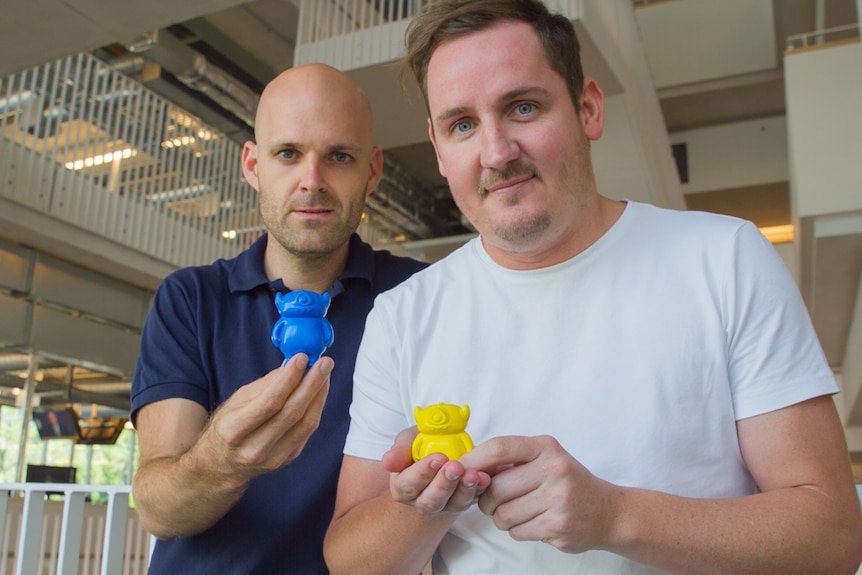 Christian Mc Kechnie and Ben Lees hope monster-shaped crayons will help charity Act for Kids.