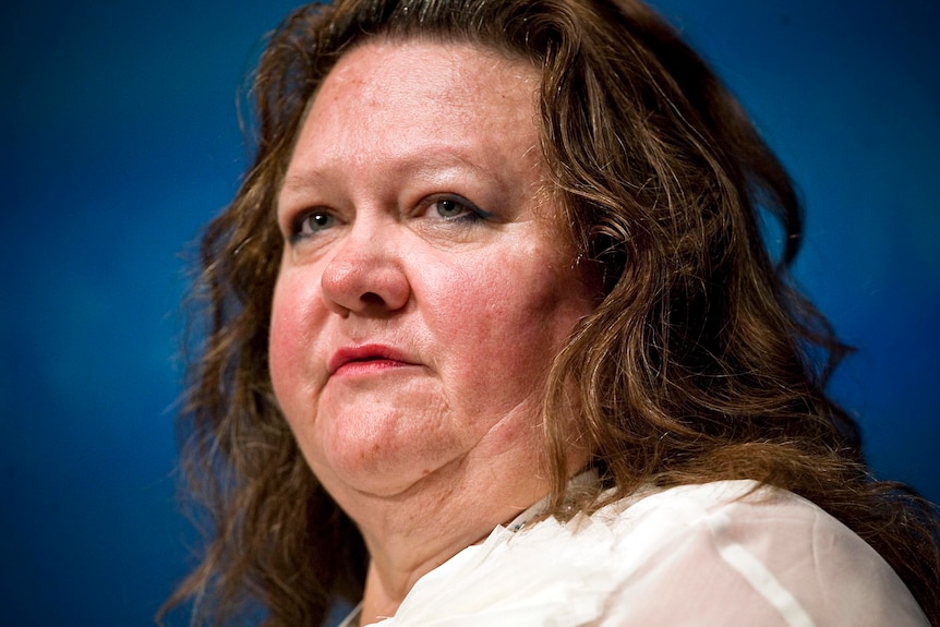 Gina Rinehart speaks at a CHOGM event in Perth.