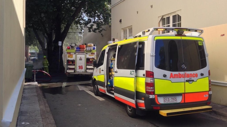 Emergency services at the back of the Sydney Building.