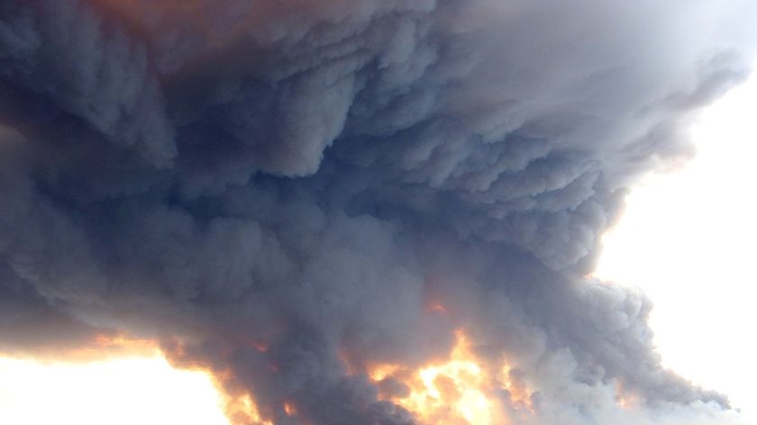 Plumes of smoke rise above Flinders Chase National Park