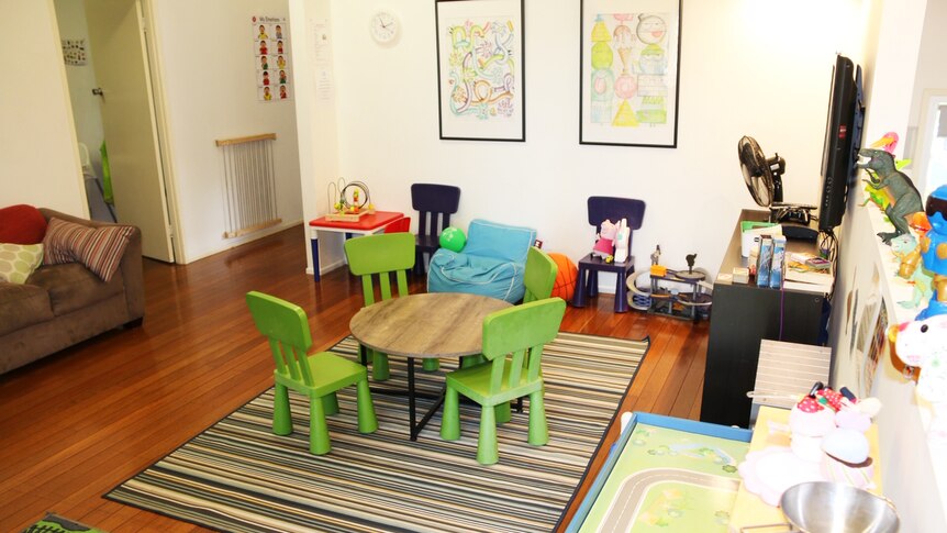A small table and chairs in the middle of a play room inside Scope Family Centre in Nerang Queensland