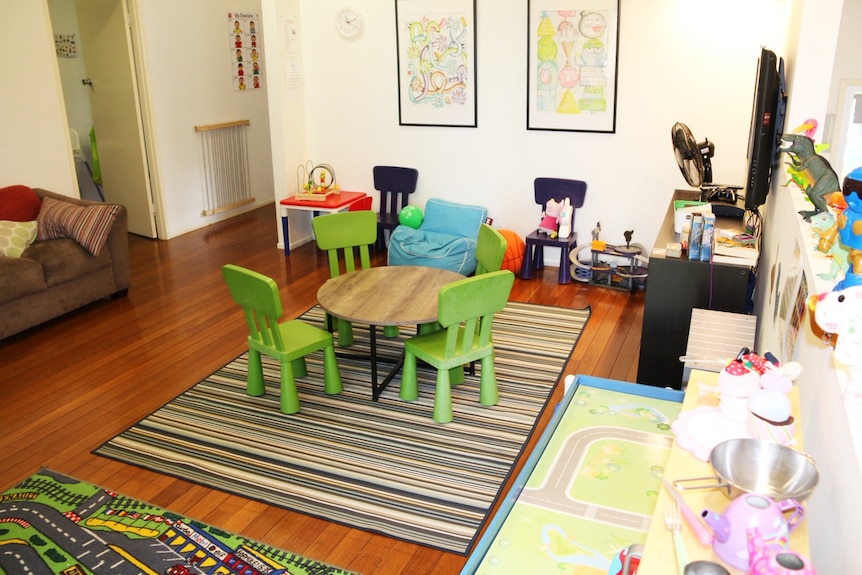 A small table and chairs in the middle of a play room inside Scope Family Centre in Nerang Queensland