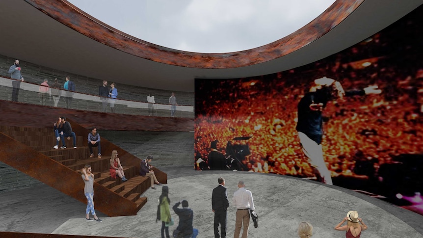 An artist's impression of the inside of the proposed INXS museum at Ballina.