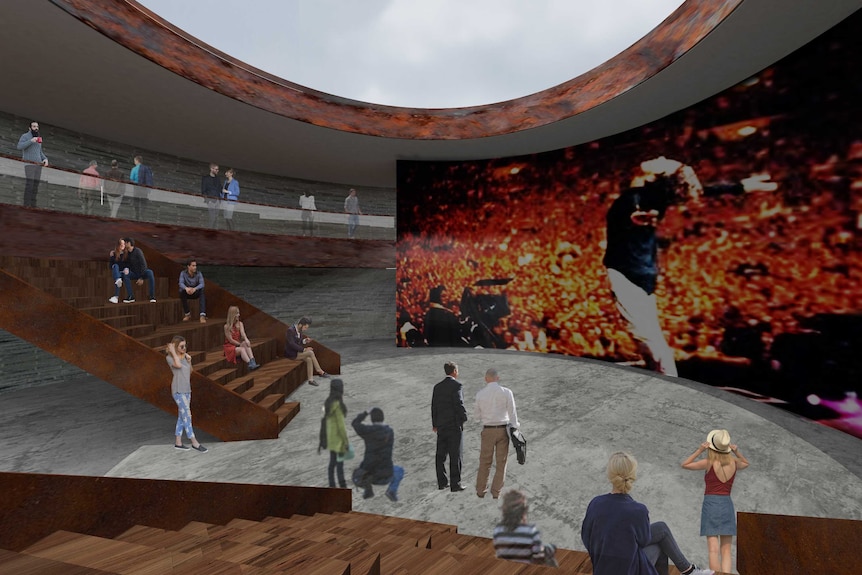 An artist's impression of the inside of the proposed INXS museum at Ballina.