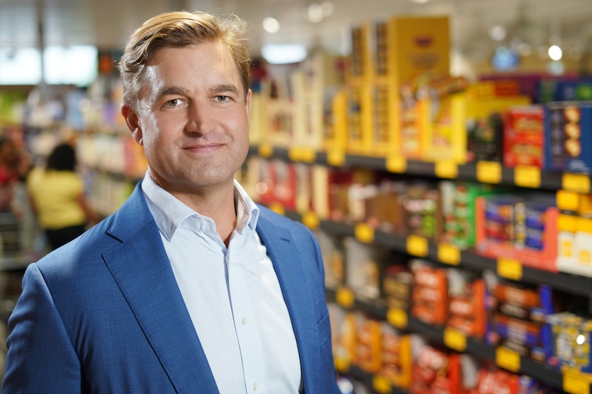 ALDI Australia chief Tom Daunt in a supermarket.