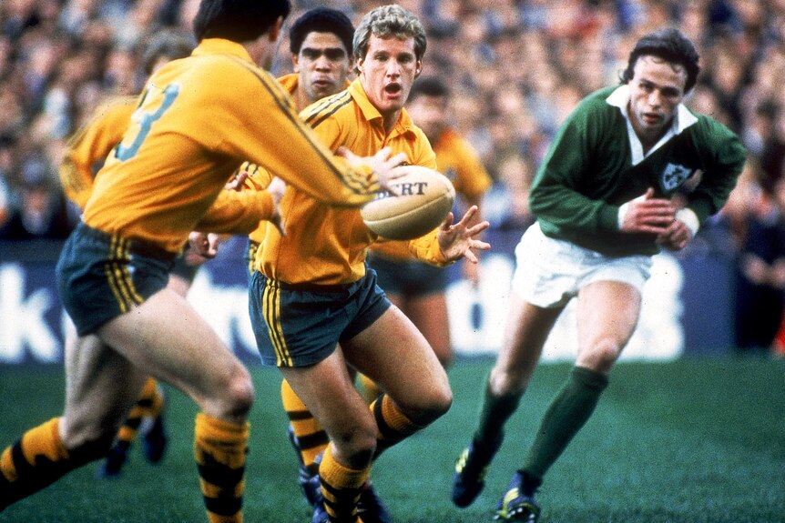 Michael Lynagh in action for Australia in 1984.