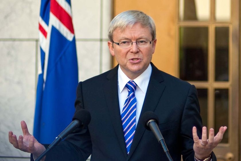 Prime Minister Kevin Rudd speaks to the media at Parliament House, Canberra