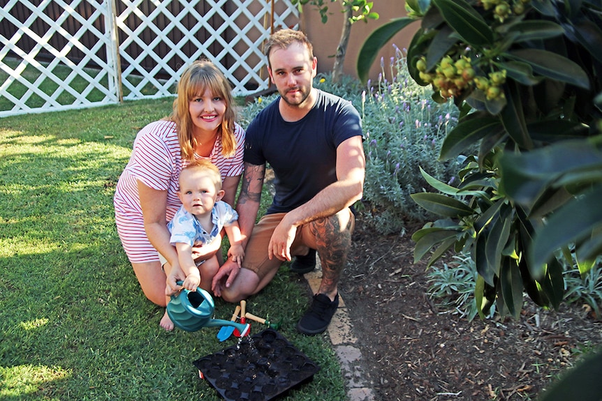 The Ketteridge family get a start on their community vegetable garden