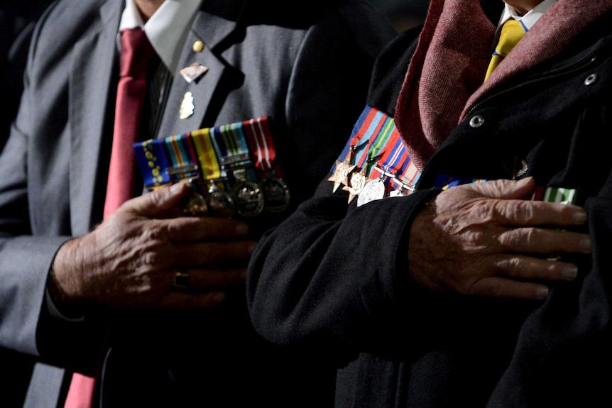 Veterans at the ANZAC Day dawn service in Sydney.