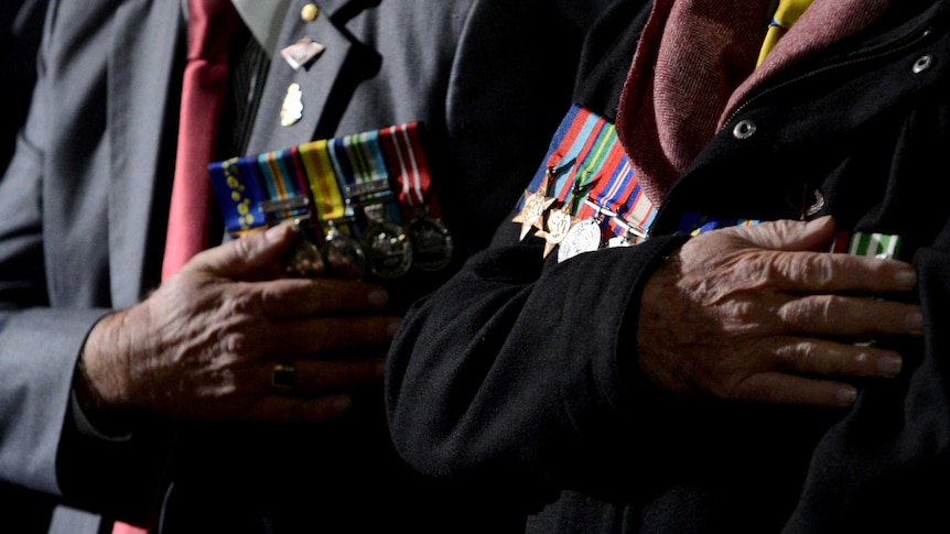 Veterans at the ANZAC Day dawn service in Sydney.
