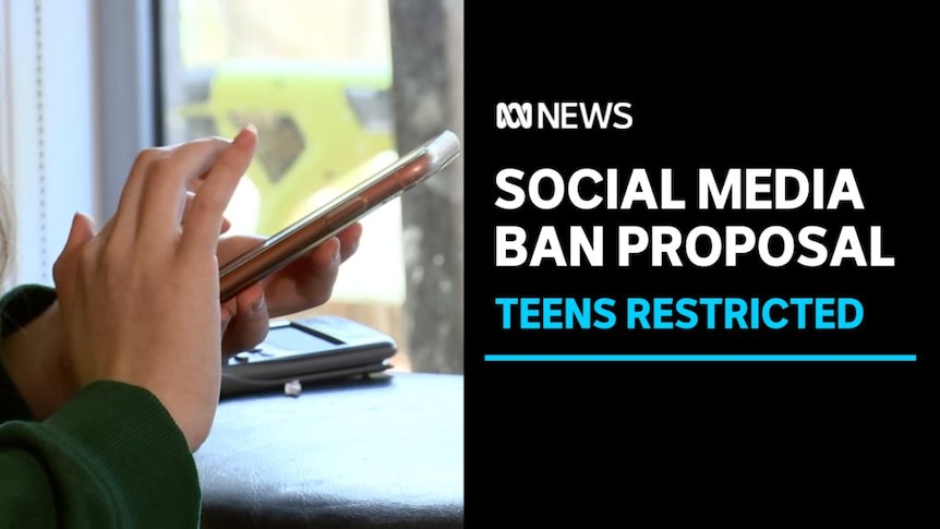 Social Media Ban Proposal, Teens Restricted: Hand swipes at smart phone. 