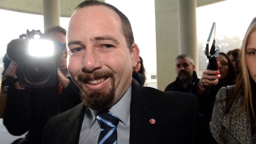 Ricky Muir arrives at Parliament House in Canberra