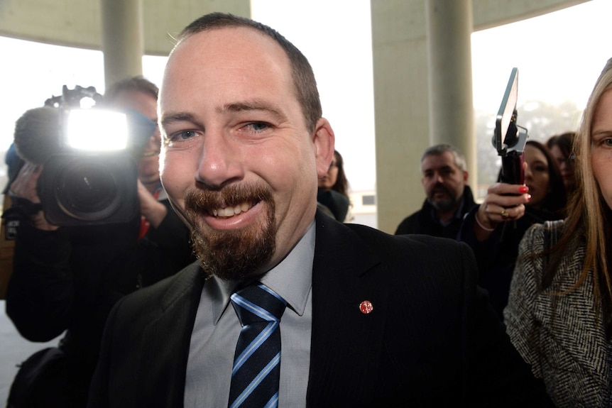 Ricky Muir arrives at Parliament House in Canberra
