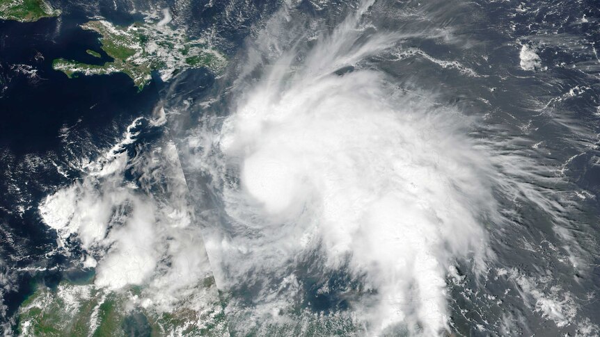 Tropical Storm Matthew, which has since gained hurricane strength, is seen in an image captured by NASA.