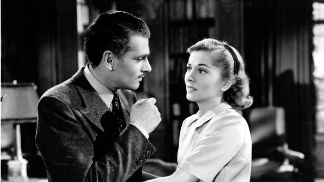 Joan Fontaine and Laurence Olivier in the 1940 movie Rebecca.