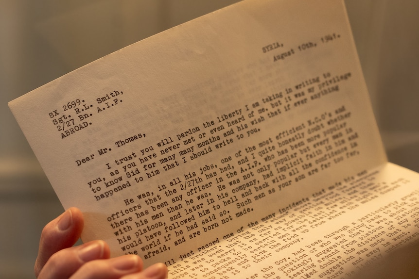 a typed letter written to acknowledge the death of a soldier