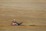 Motorcyclist in desert