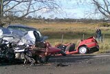 The cars involved in the Midland Highway crash.