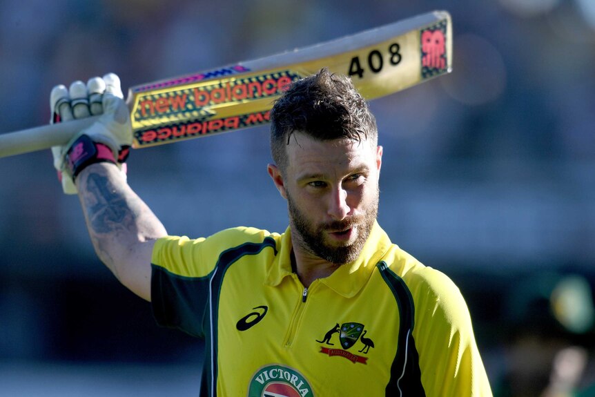 Australia's Matthew Wade celebrates an ODI century against Pakistan at the Gabba.
