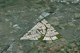 Aerial view of new suburb at East Werribee, Victoria