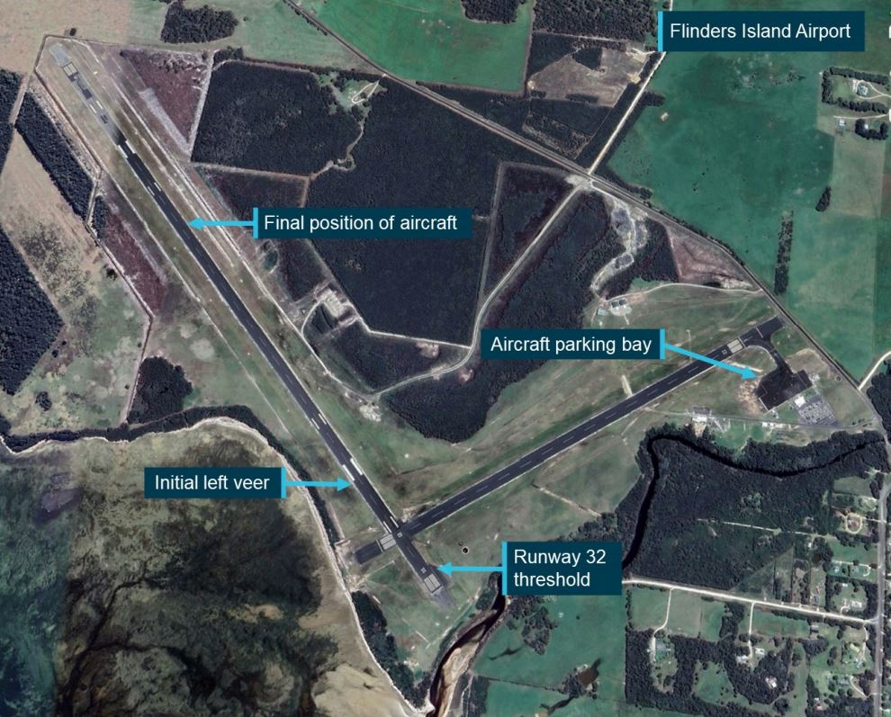 An aerial map of the Flinders Island runway.