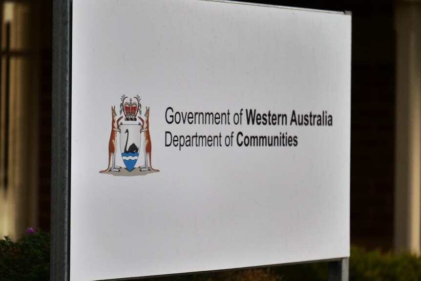 A sign that says "Government of Western Australia Department of Communities".