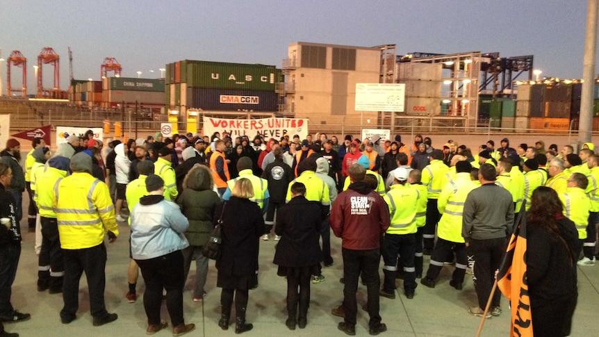 Hutchison Ports workers meet at Port Botany, Sydney