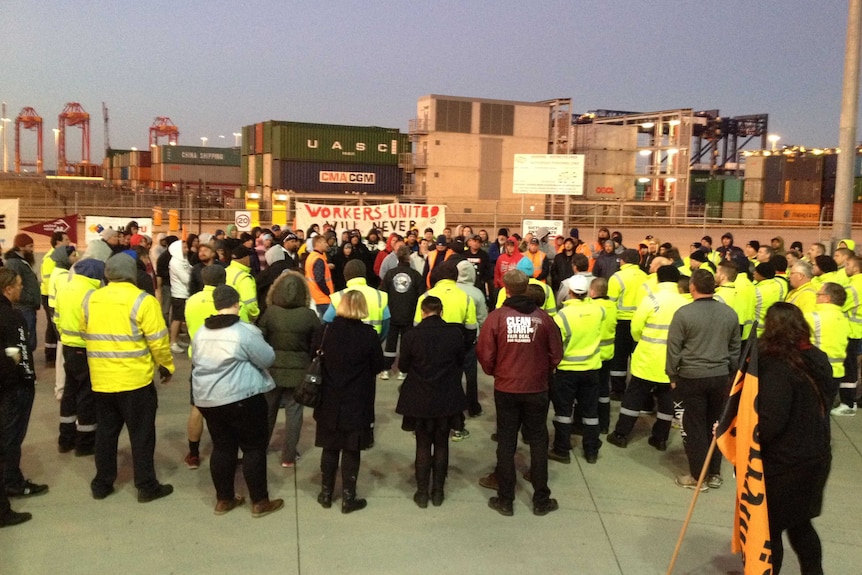 Hutchison Ports workers meet at Port Botany, Sydney